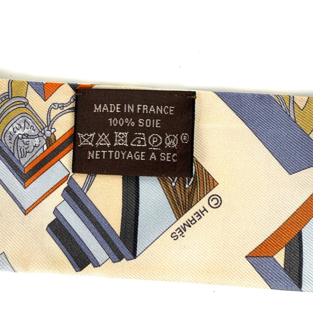 Hermes Springs Springs Blue Orange Print Silk Twilly Scarf - Picture 10 of 11